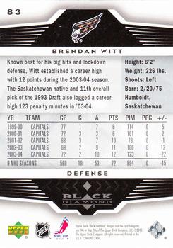 2005-06 Upper Deck Black Diamond #83 Brendan Witt Back