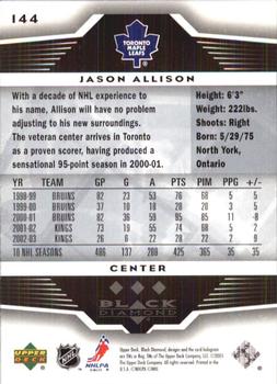 2005-06 Upper Deck Black Diamond #144 Jason Allison Back