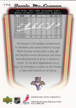2005-06 Upper Deck MVP #174 Jamie McLennan Back