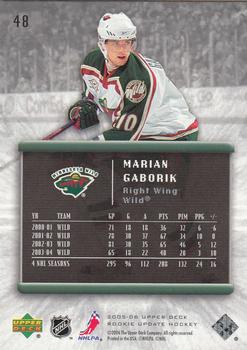 2005-06 Upper Deck Rookie Update #48 Marian Gaborik Back