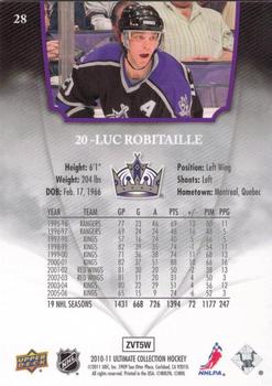 2010-11 Upper Deck Ultimate Collection #28 Luc Robitaille Back