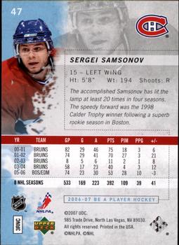 2006-07 Be A Player #47 Sergei Samsonov Back