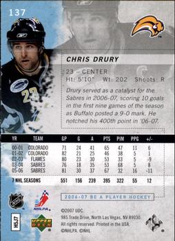 2006-07 Be A Player #137 Chris Drury Back