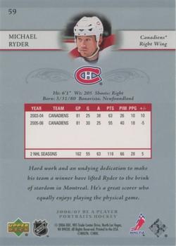 2006-07 Be A Player Portraits #59 Michael Ryder Back