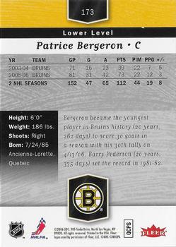 2006-07 Flair Showcase #173 Patrice Bergeron Back