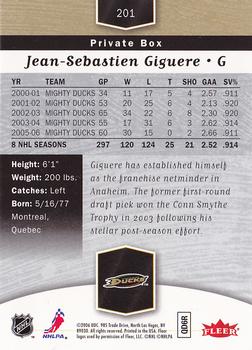 2006-07 Flair Showcase #201 Jean-Sebastien Giguere Back