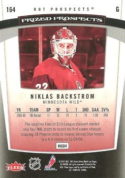 2006-07 Fleer Hot Prospects #164 Niklas Backstrom Back