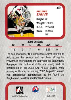 2006-07 In The Game Between The Pipes #43 Philippe Sauve Back
