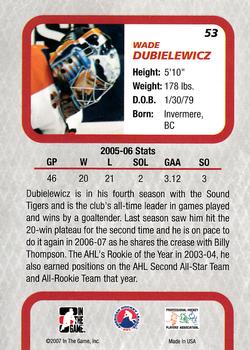 2006-07 In The Game Between The Pipes #53 Wade Dubielewicz Back