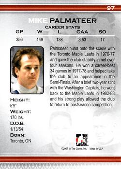 2006-07 In The Game Between The Pipes #97 Mike Palmateer Back