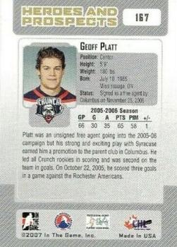 2006-07 In The Game Heroes and Prospects #167 Geoff Platt Back