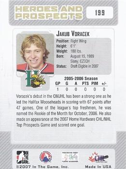 2006-07 In The Game Heroes and Prospects #199 Jakub Voracek Back