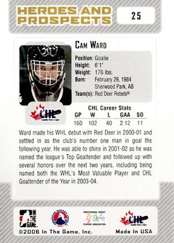 2006-07 In The Game Heroes and Prospects #25 Cam Ward Back
