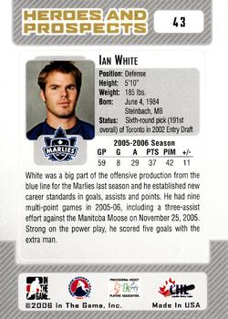 2006-07 In The Game Heroes and Prospects #43 Ian White Back