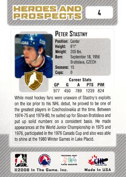 2006-07 In The Game Heroes and Prospects #4 Peter Stastny Back