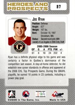 2006-07 In The Game Heroes and Prospects #97 Joe Ryan Back