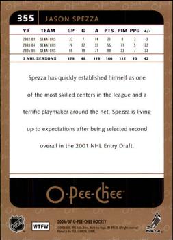 2006-07 O-Pee-Chee #355 Jason Spezza Back