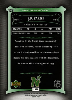2006-07 Parkhurst #128 J.P. Parise Back