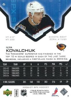 2006-07 SPx #6 Ilya Kovalchuk Back