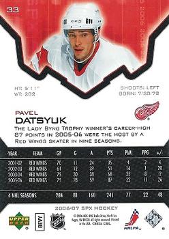2006-07 SPx #33 Pavel Datsyuk Back