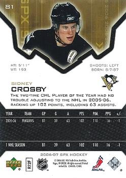 2006-07 SPx #81 Sidney Crosby Back