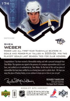 2006-07 SPx #174 Shea Weber Back