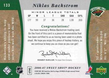 2006-07 Upper Deck Sweet Shot #133 Niklas Backstrom Back
