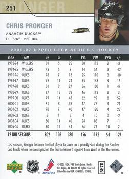 2006-07 Upper Deck #251 Chris Pronger Back