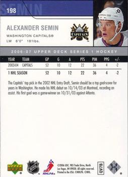 2006-07 Upper Deck #198 Alexander Semin Back
