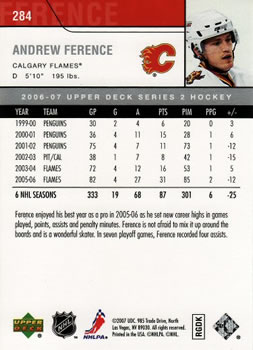 2006-07 Upper Deck #284 Andrew Ference Back