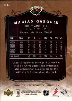 2006-07 Upper Deck Artifacts #52 Marian Gaborik Back