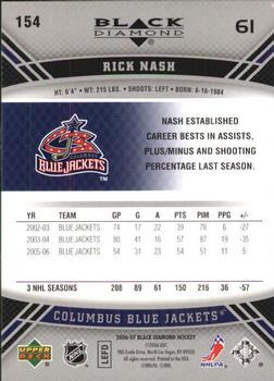 2006-07 Upper Deck Black Diamond #154b Rick Nash Back