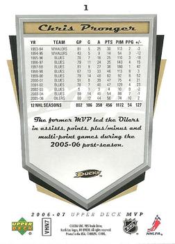 2006-07 Upper Deck MVP #1 Chris Pronger Back