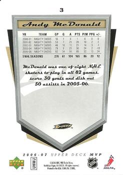 2006-07 Upper Deck MVP #3 Andy McDonald Back