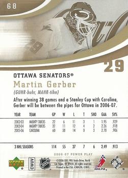 2006-07 Upper Deck Power Play #68 Martin Gerber Back