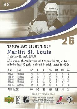 2006-07 Upper Deck Power Play #89 Martin St. Louis Back