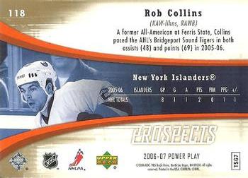 2006-07 Upper Deck Power Play #118 Rob Collins Back