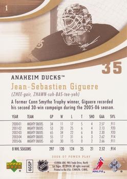 2006-07 Upper Deck Power Play #1 Jean-Sebastien Giguere Back