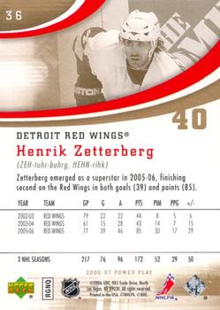 2006-07 Upper Deck Power Play #36 Henrik Zetterberg Back
