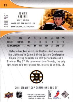 2011 Upper Deck Boston Bruins Stanley Cup Champions #15 Tomas Kaberle Back