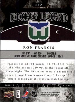 2011-12 Upper Deck Artifacts #110 Ron Francis Back