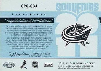 2011-12 O-Pee-Chee - Souvenirs #OPC-CBJ Derick Brassard / Rick Nash / Jakub Voracek / Nikita Filatov Back