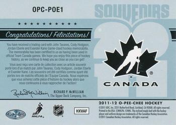 2011-12 O-Pee-Chee - Souvenirs #OPC-POE1 John Tavares / Cody Hodgson / Jordan Eberle / Evander Kane Back