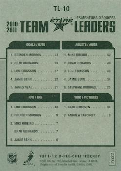 2011-12 O-Pee-Chee - Team Leaders #TL-10 Brenden Morrow / Mike Ribeiro / Loui Eriksson / Kari Lehtonen Back