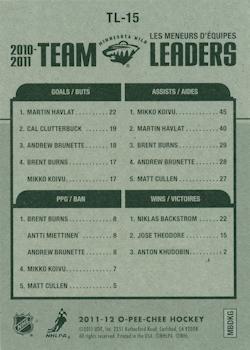 2011-12 O-Pee-Chee - Team Leaders #TL-15 Martin Havlat / Mikko Koivu / Brent Burns / Nicklas Backstrom Back