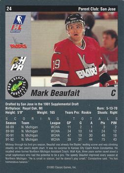 1993 Classic Pro Prospects #24 Mark Beaufait Back