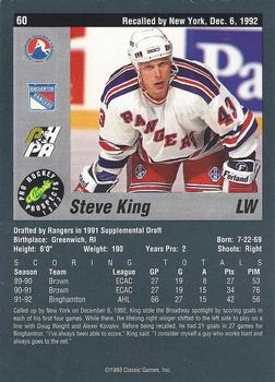 1993 Classic Pro Prospects #60 Steve King Back