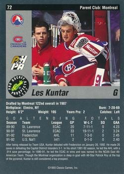 1993 Classic Pro Prospects #72 Les Kuntar Back