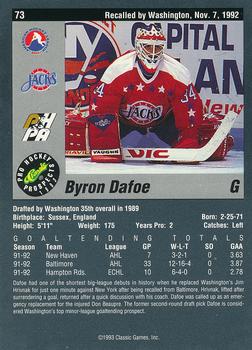 1993 Classic Pro Prospects #73 Byron Dafoe Back