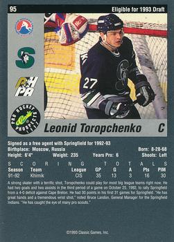1993 Classic Pro Prospects #95 Leonid Toropchenko Back